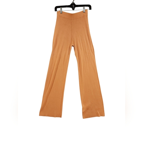 Zara SZ S Ribbed Straight Leg Hi Rise Muted Orange Elastic Waist Pull On Legging - Picture 2 of 11